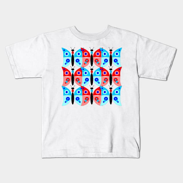 Butterfly pattern Kids T-Shirt by Cuprum